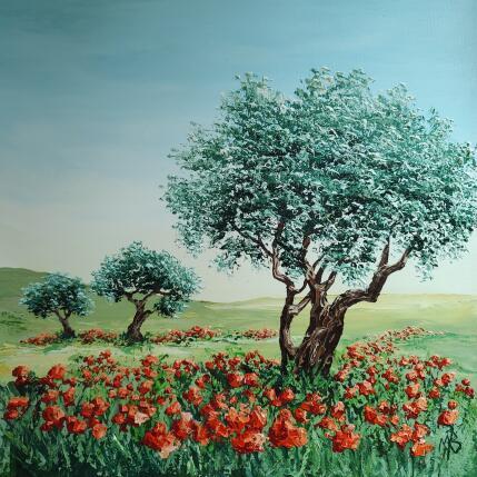 Painting Coquelicots by Blandin Magali | Painting Figurative Oil Landscapes