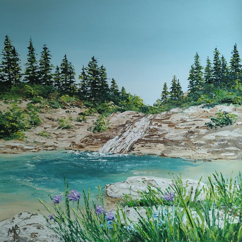 Peinture Cascade du torrent par Blandin Magali | Tableau Figuratif Paysages Huile