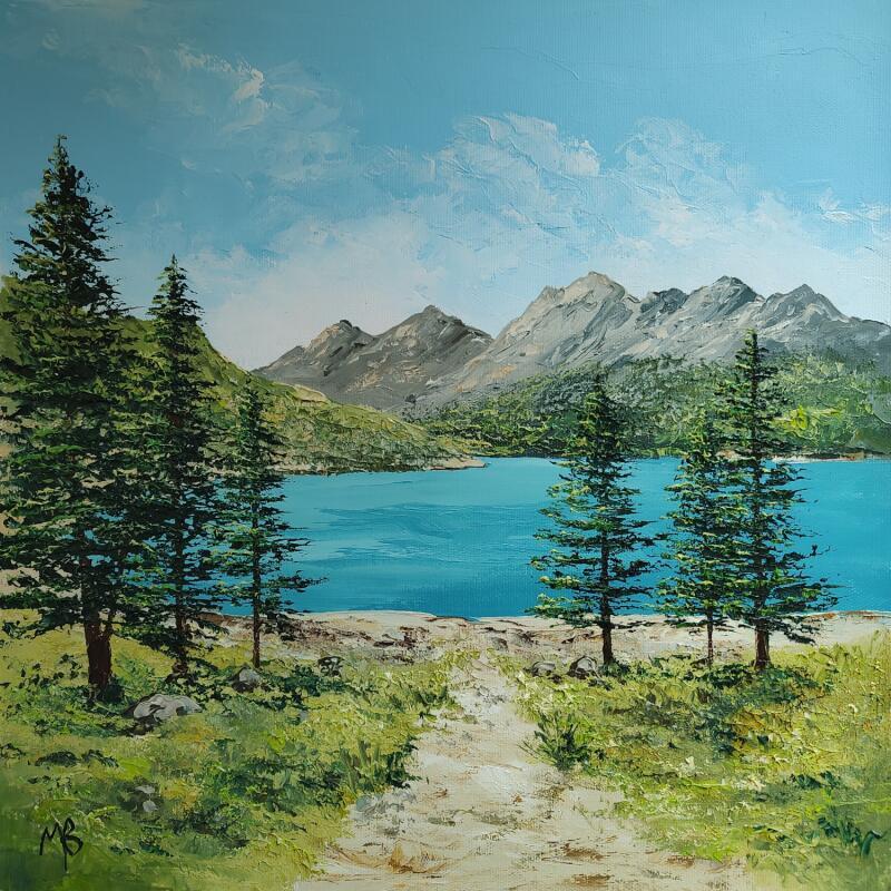 Gemälde Vers le lac von Blandin Magali | Gemälde Figurativ Landschaften Öl