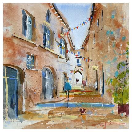 Painting Rue du Bras de Fer et couleurs de Montpellier by Bailly Kévin  | Painting Figurative Ink, Watercolor Architecture, Urban