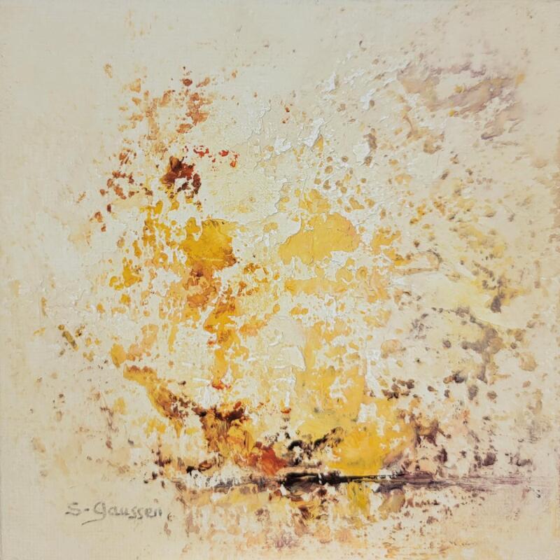 Painting Fusion 2 by Gaussen Sylvie | Painting Abstract Landscapes Oil Marble powder