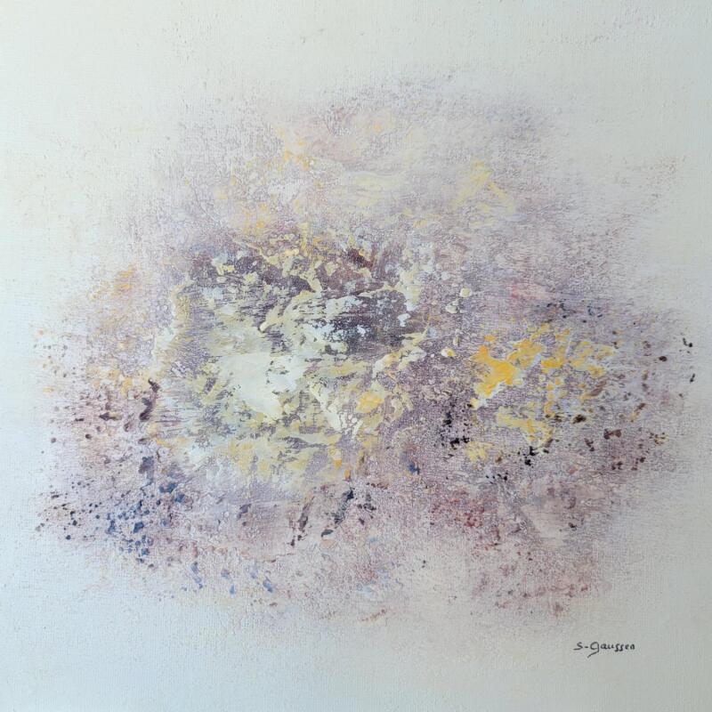 Peinture Rève de voyage 2 par Gaussen Sylvie | Tableau Abstrait Minimaliste Huile Poudre de marbre