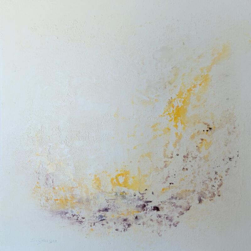 Painting Un air de Fenua 3 by Gaussen Sylvie | Painting Abstract Minimalist Oil Marble powder