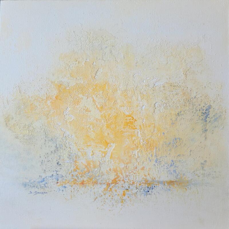 Peinture Ciel de feu par Gaussen Sylvie | Tableau Abstrait Nature Huile Poudre de marbre