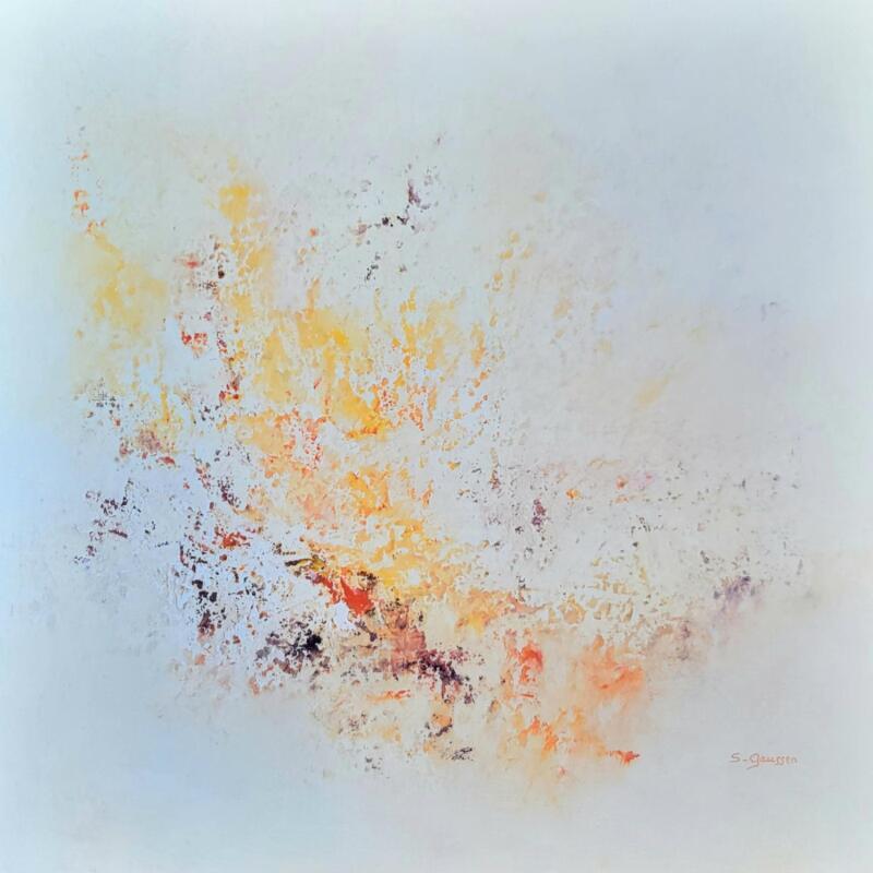 Gemälde Les œillets d'Inde 2 von Gaussen Sylvie | Gemälde Abstrakt Natur Öl Marmorpulver