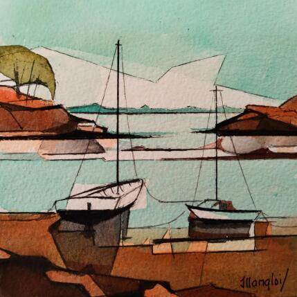 Peinture 2 bateaux par Langlois Jean-Luc | Tableau Figuratif Aquarelle Marine