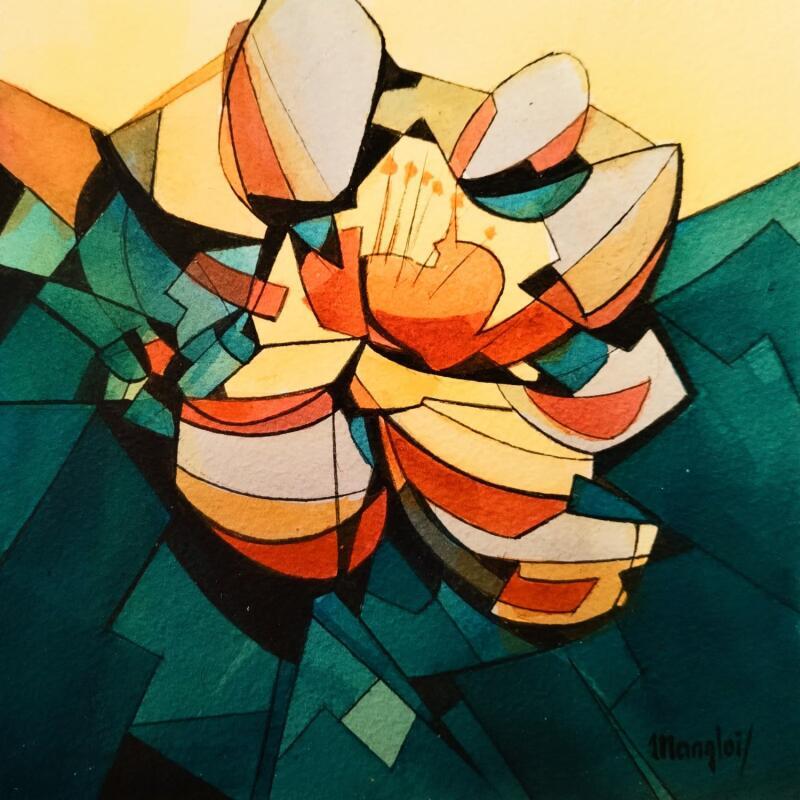 Peinture Fleur multicolore par Langlois Jean-Luc | Tableau Figuratif Nature Aquarelle