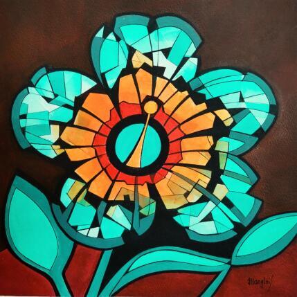 Peinture Fleur, 5 pétales par Langlois Jean-Luc | Tableau Figuratif Aquarelle Nature