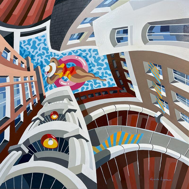 Painting 50x50 Ressouce intérieure 112-63-20250710-1 by Lopez Alfredo | Painting Figurative Life style Acrylic Lacquer