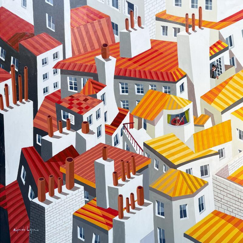 Pintura 50x50 Le petit théâtre de la ville 112-63-20250710-2 por Lopez Alfredo | Pintura Figurativo Life style Acrílico Lacquer