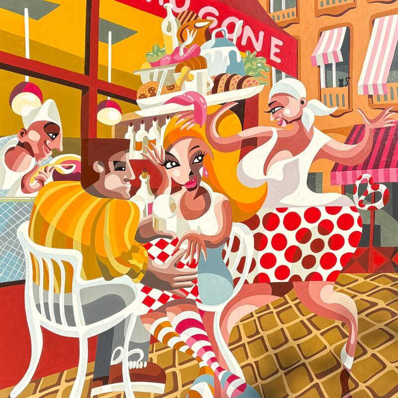 Gemälde 80x80 Un petit creux 112-63-20250710-4 von Lopez Alfredo | Gemälde Figurativ Alltagsszenen Acryl