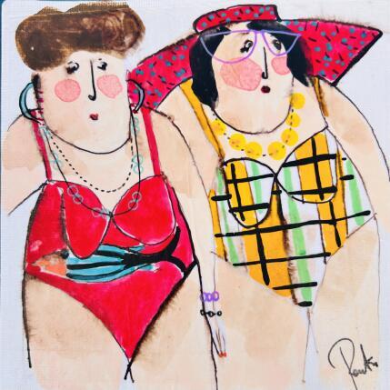 Peinture Marcel et erica par Colombo Cécile | Tableau Art naïf Acrylique, Aquarelle, Collage, Encre, Pastel Portraits