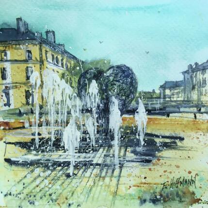 Gemälde Troyes le coeur et sa valse de jets von Hoffmann Elisabeth | Gemälde Figurativ Aquarell Urban