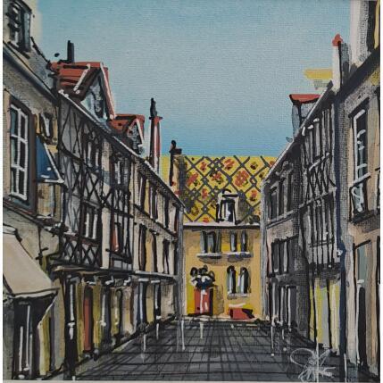 Painting La rue des Forges et son toit Vernissé, Dijon by Touras Sophie-Kim  | Painting Realism Oil Still-life