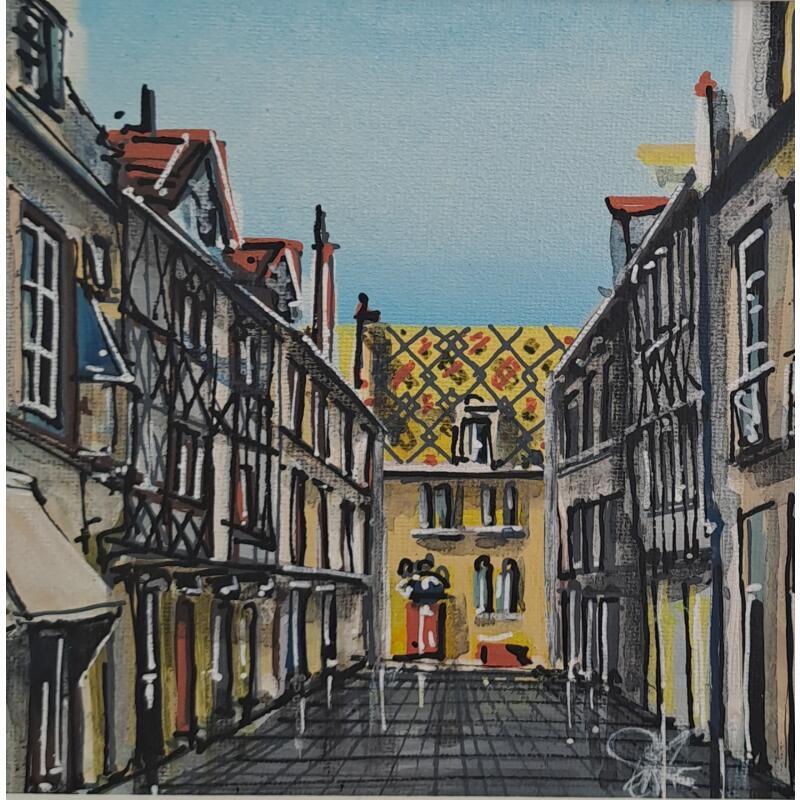 Painting La rue des Forges et son toit Vernissé, Dijon by Touras Sophie-Kim  | Painting Realism Still-life Oil