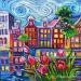 Painting Evening lights in Amsterdam by Georgieva Vanya | Painting Figurative Landscapes Oil