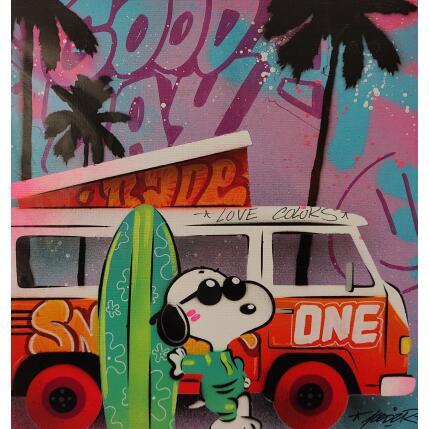 Painting Snoopy vacances by Lemoine Mael | Painting Pop-art Acrylic, Graffiti Pop icons