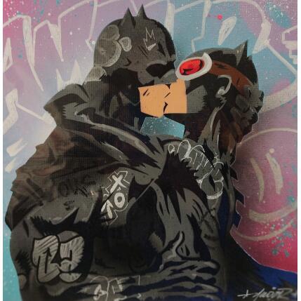 Painting Batman et Catwoman by Lemoine Mael | Painting Pop-art Acrylic, Graffiti Pop icons