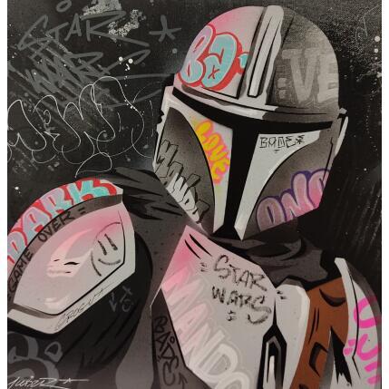 Gemälde Dark Mandalorian von Lemoine Mael | Gemälde Pop-Art Acryl, Graffiti Pop-Ikonen