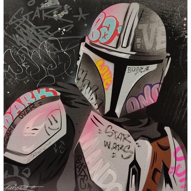 Painting Dark Mandalorian by Lemoine Mael | Painting Pop-art Pop icons Graffiti Acrylic