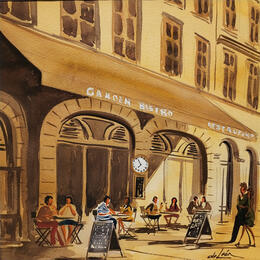 Gemälde Monochrome von De León Lévi Marcelo | Gemälde Figurativ Aquarell Urban