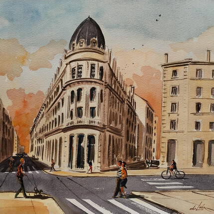 Painting Perspective by De León Lévi Marcelo | Painting Figurative Watercolor Urban