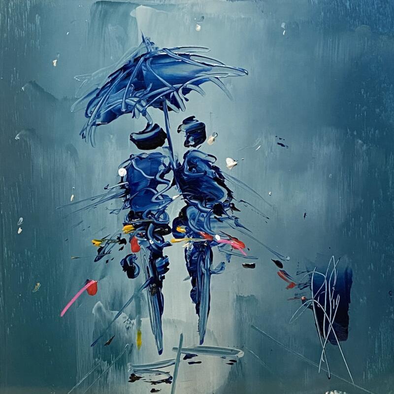 Painting Sous ton parapluie by Raffin Christian | Painting Figurative Life style Oil