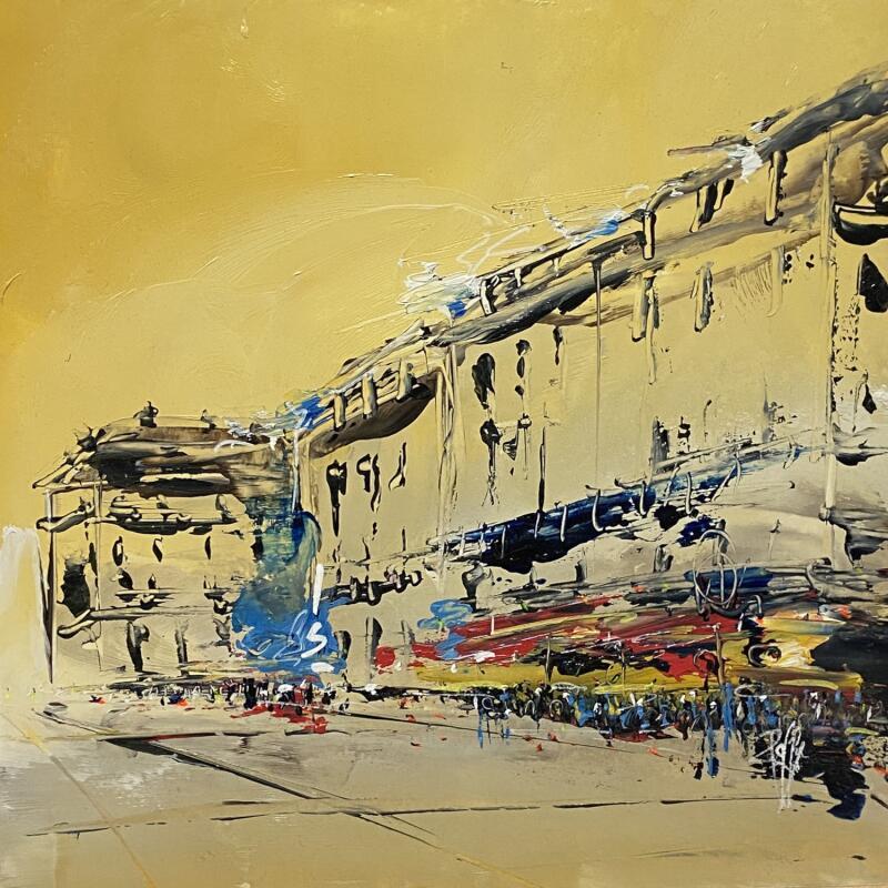 Peinture Balade en Ville par Raffin Christian | Tableau Figuratif Urbain Huile