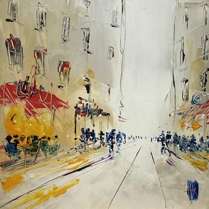 Peinture Rue sans fin  par Raffin Christian | Tableau Figuratif Huile Urbain