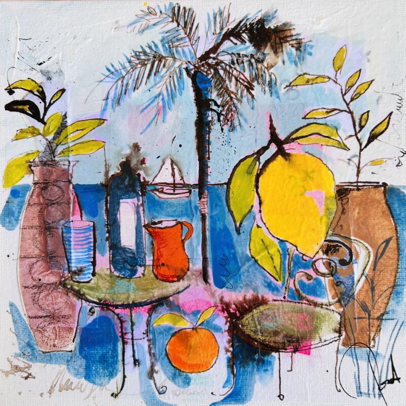 Peinture Citron jaune par Colombo Cécile | Tableau Art naïf Paysages Scènes de vie Aquarelle Acrylique Collage Encre Pastel