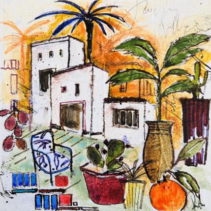 Peinture Tangerine par Colombo Cécile | Tableau Art naïf Acrylique, Aquarelle, Collage, Encre, Pastel Paysages