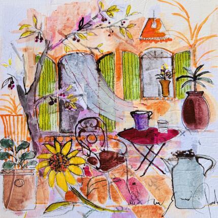 Peinture Tangerine color par Colombo Cécile | Tableau Art naïf Acrylique, Aquarelle, Collage, Encre, Pastel Paysages, Scènes de vie