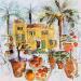 Painting La maison aux orangers by Colombo Cécile | Painting Naive art Landscapes Watercolor Acrylic Gluing Ink Pastel