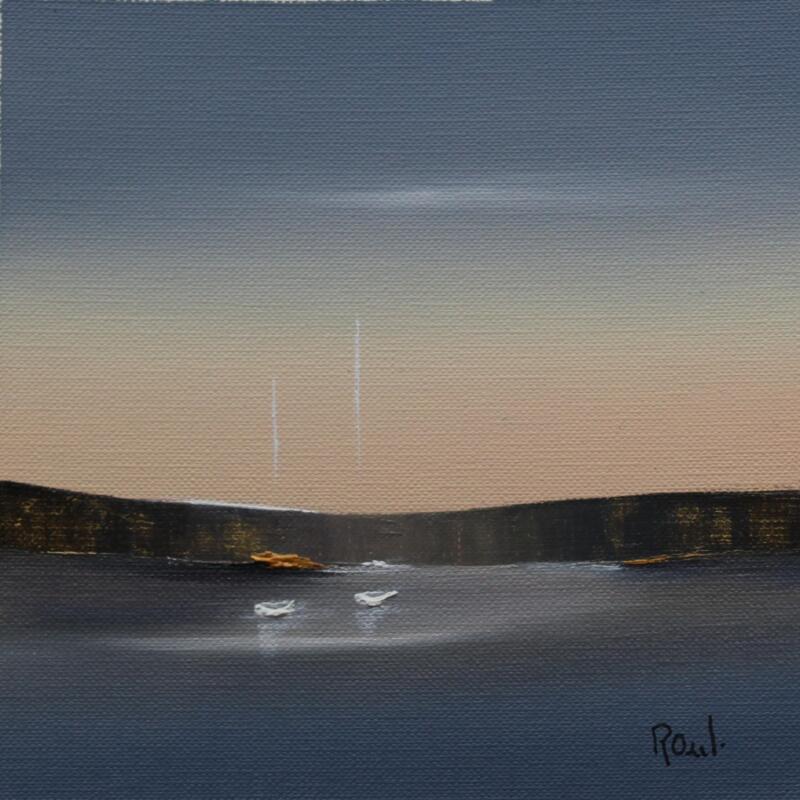 Peinture Plénitude 80 par Roussel Marie-Ange et Fanny | Tableau Figuratif Marine Minimaliste Huile