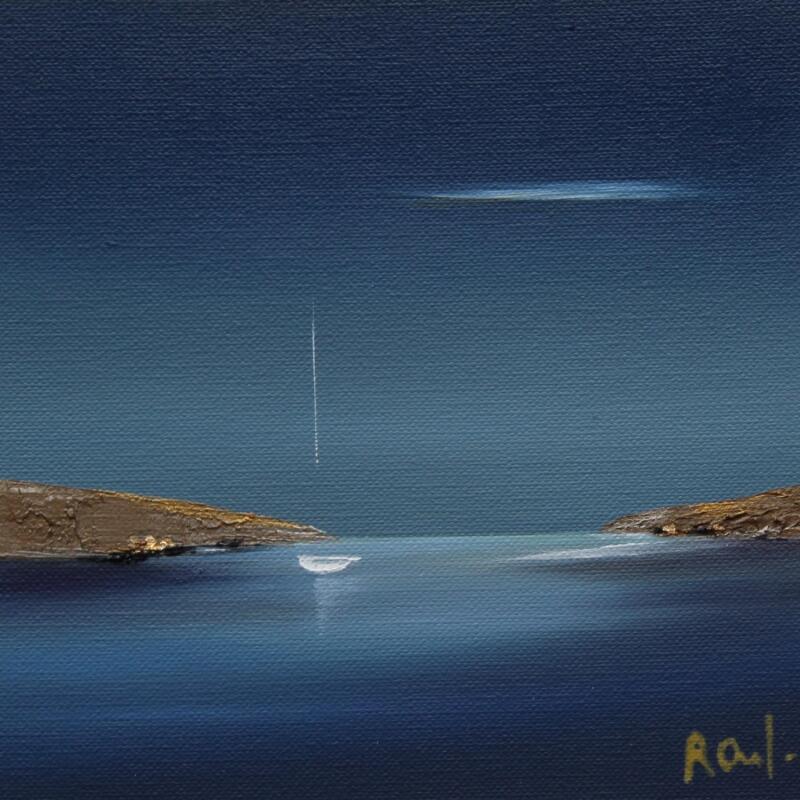 Peinture Evasion marine 80 par Roussel Marie-Ange et Fanny | Tableau Figuratif Marine Minimaliste Huile