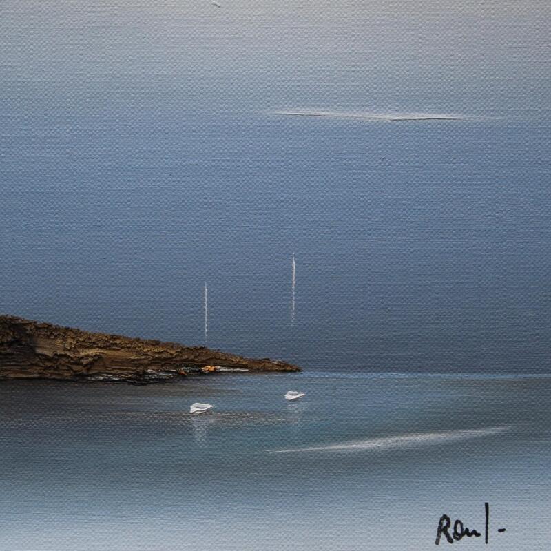 Peinture Douce quiétude 80 par Roussel Marie-Ange et Fanny | Tableau Figuratif Marine Minimaliste Huile