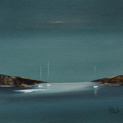 Painting Instant de quiétude 80 by Roussel Marie-Ange et Fanny | Painting Figurative Oil Marine, Minimalist, Pop icons