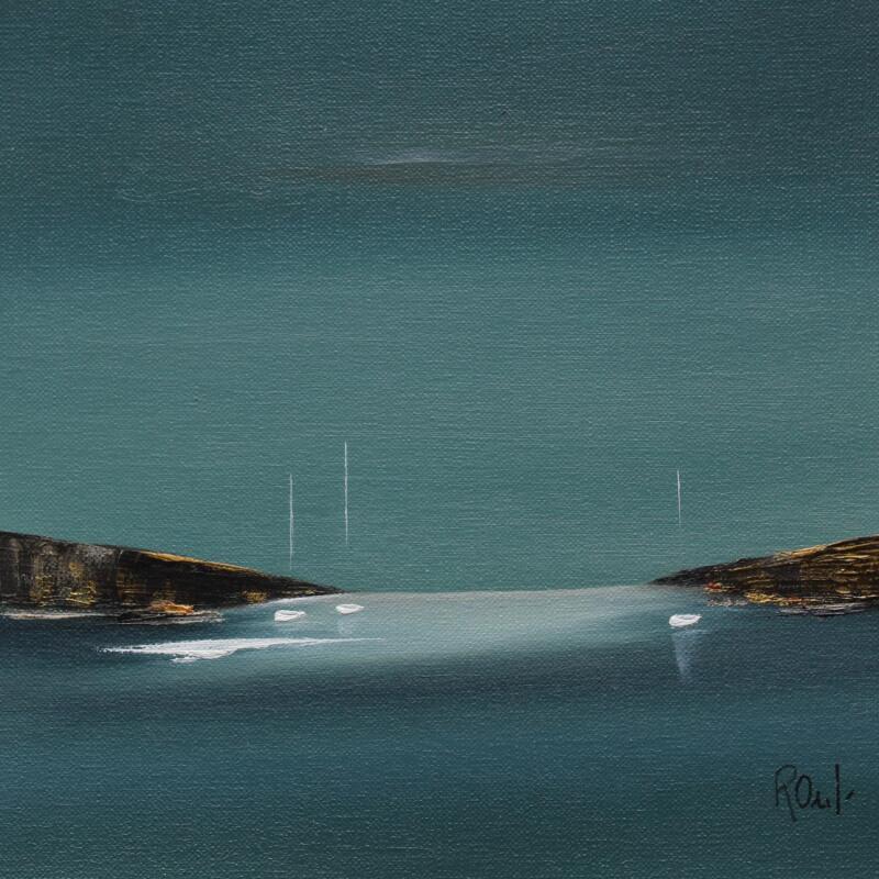 Painting Instant de quiétude 80 by Roussel Marie-Ange et Fanny | Painting Figurative Marine Minimalist Oil