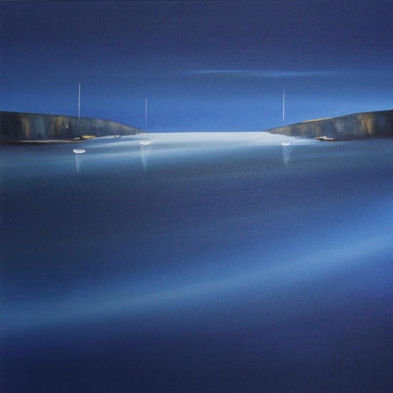 Painting Evasion marine 80 by Roussel Marie-Ange et Fanny | Painting Figurative Marine Minimalist Oil