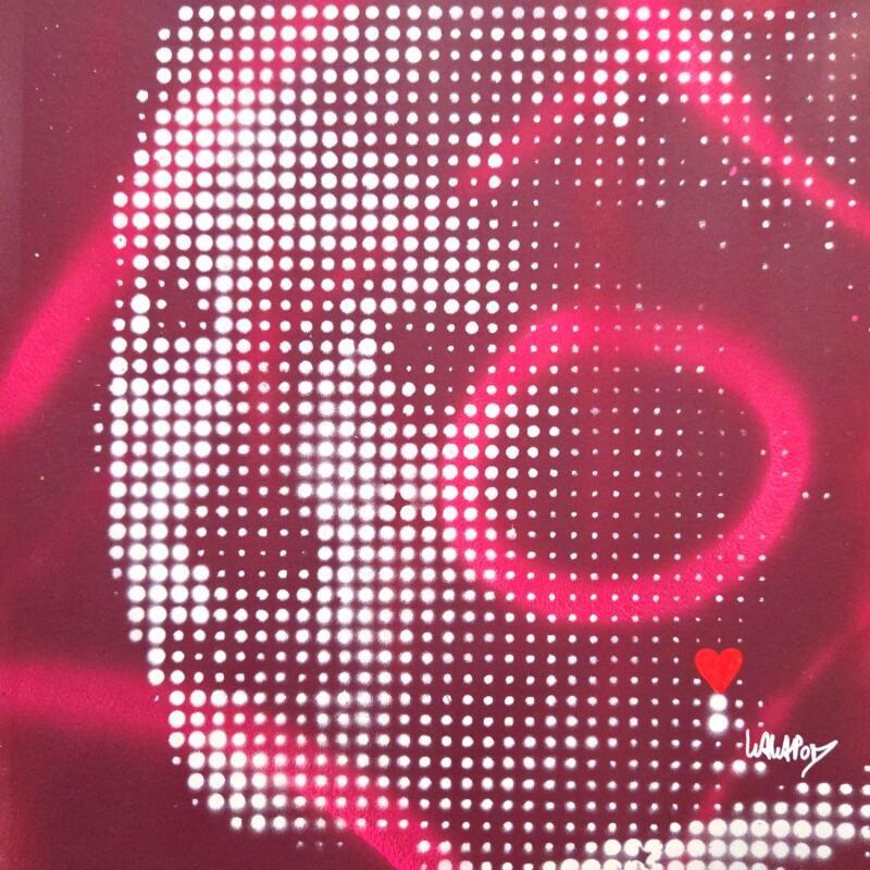 Painting Jeune fille au coeur Rose et Bordeaux by Wawapod | Painting Pop-art Pop icons Graffiti Acrylic