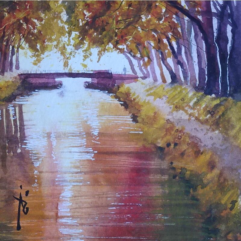 Gemälde Début d'automne à Toulouse von Abbatucci Violaine | Gemälde Figurativ Aquarell