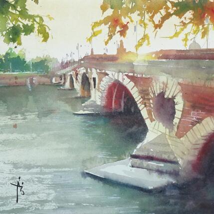 Gemälde Lumière dorée von Abbatucci Violaine | Gemälde Figurativ Aquarell Pop-Ikonen