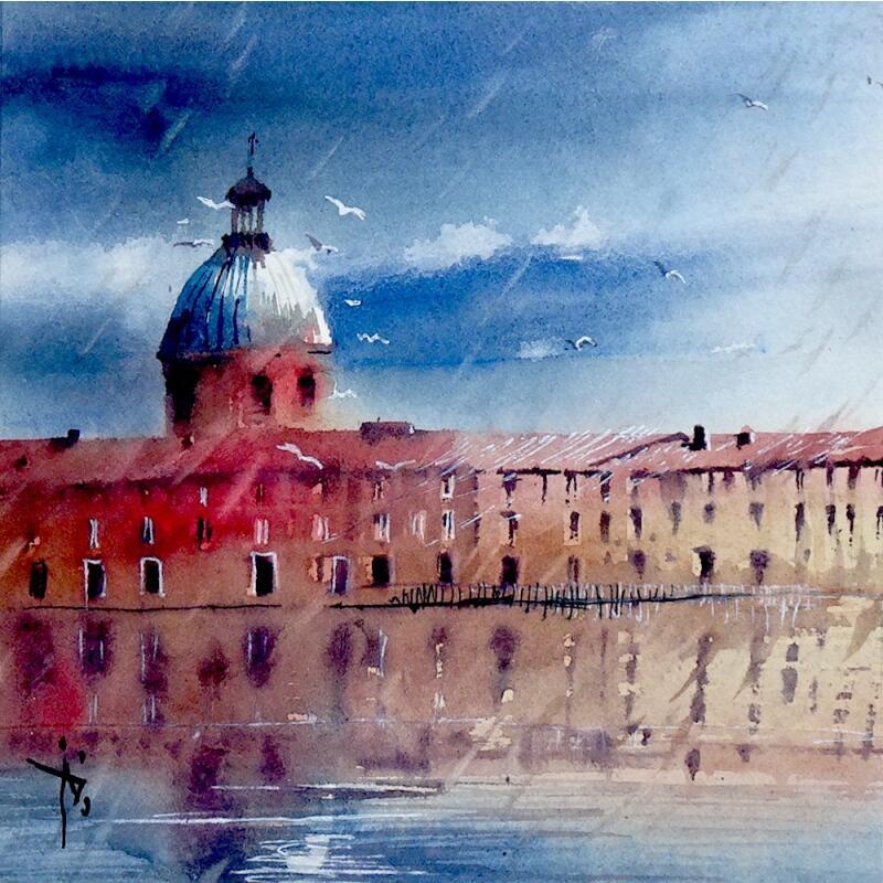 Gemälde L'Ondée von Abbatucci Violaine | Gemälde Figurativ Aquarell