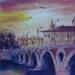 Painting Purple Bridge by Abbatucci Violaine | Painting Figurative Watercolor