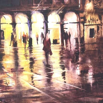 Gemälde Capitole...by night von Abbatucci Violaine | Gemälde Figurativ Aquarell