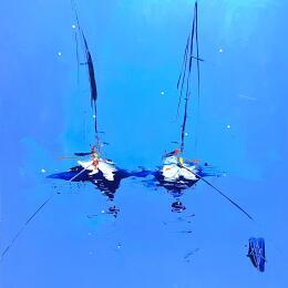 Peinture Deux voiliers par Raffin Christian | Tableau Figuratif Huile Marine