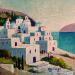 Painting AR111 GRECE  LE VILLAGE BLANC by Burgi Roger | Painting Figurative Landscapes Urban Marine Acrylic