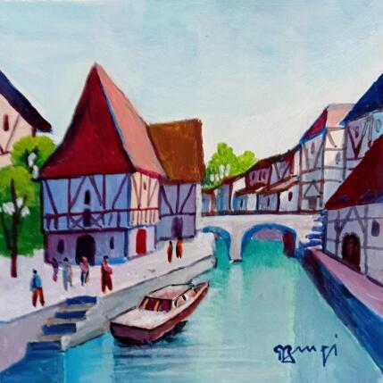 Painting AR115 PROMENADE EN BATEAU by Burgi Roger | Painting Figurative Acrylic Life style, Marine, Urban