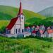 Painting AR113 ALSACE  L'EGLISE DU VILLAGE  by Burgi Roger | Painting Figurative Landscapes Urban Nature Acrylic