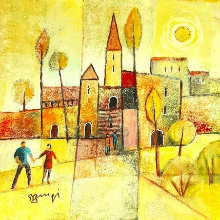 Painting AR34 LA PROMENADE by Burgi Roger | Painting Figurative Acrylic Landscapes, Life style, Pop icons, Urban